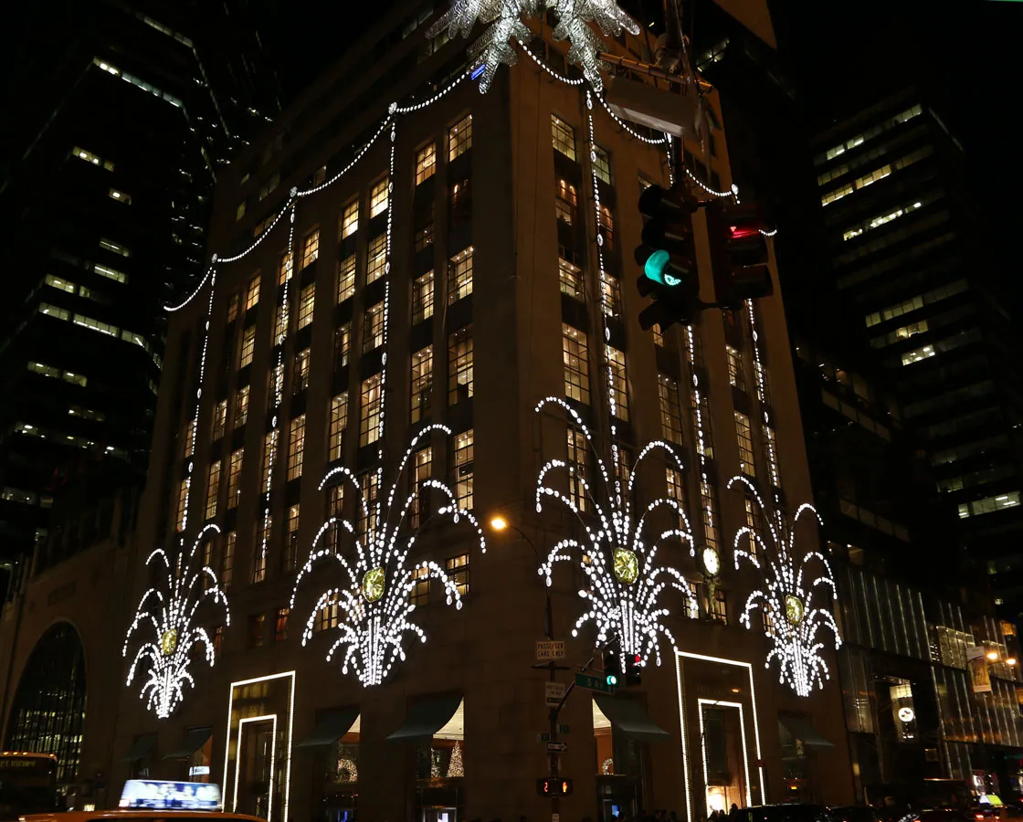 The façade from the corner of Fifth Avenue and 57th Street